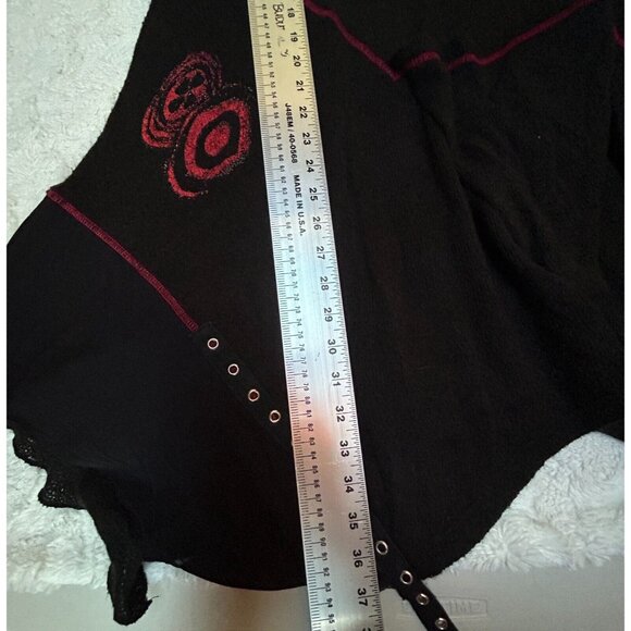 Artsy LanVie Womens Tunic Sweater Large Black Textured Asymmetric Lagenlook - Picture 9 of 9